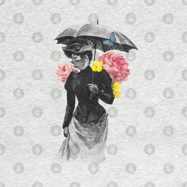 Hand drawn lady with umbrella by Mako Design 
